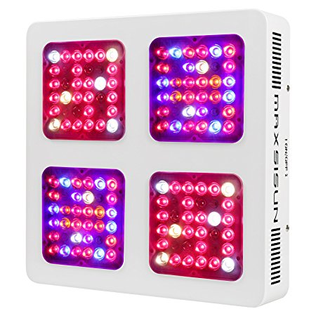 MAXSISUN 640W LED Grow Light 12-band Full Spectrum Veg and Bloom Switches with Secondary Optics Lens for Indoor Plants