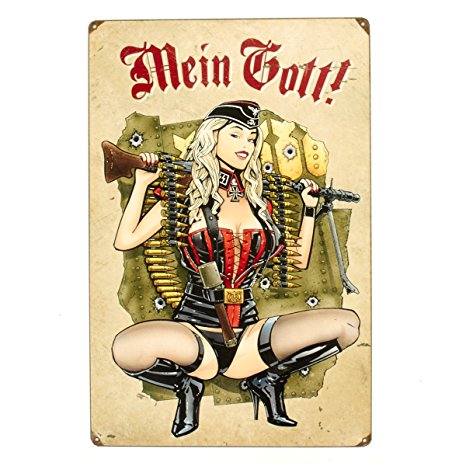 German WW2 Vintage Metal Sign: Gunner Girl