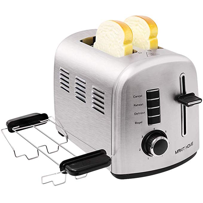 Toaster 2 Slice, Retro Small Stainless Steel Toaster with Bagel, Cancel, Defrost Function, Reheat Extra Wide Slot Compact Bread Top Rated Best Prime Toasters for Bread Waffles Small Retro Toaster Oven