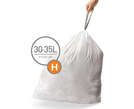 simplehuman Code H Custom Fit Trash Can Liner, 12 refill packs (240 Count), 30-35 Liter / 8-9 Gallon