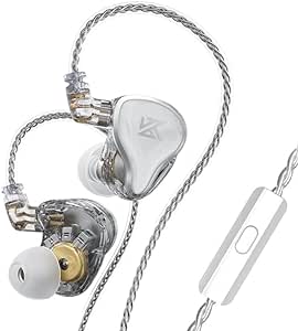 Linsoul KZ ZAS 7BA 1DD in-Ear Monitor, HiFi Bass Earbuds, Gaming Earbuds, Hybrid IEM Earphones with Recessed Detachable Cable for Audiophile Musician(with mic, Silver)