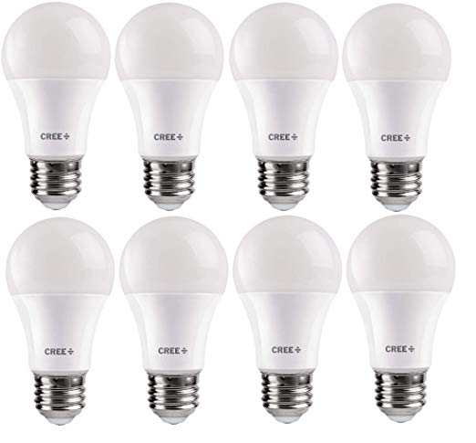 Cree 8 Pack 60W Equivalent Daylight (5000K) A19 Dimmable Exceptional Light Quality LED Light Bulbs
