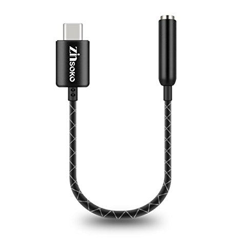 Zinsoko Type-C to 3.5mm Audio Headphone Stereo Sound Port Adapter USB-C USB-3.1 Connector Convertor Cable, Compatible with Smartphone, Tablet, Notebooks (Black)