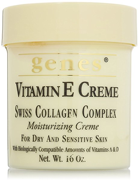 Vitamin E Creme for dry and sensitive skin 16 oz, - Family 3 pack! (Genes - Swiss Collagen Complex)