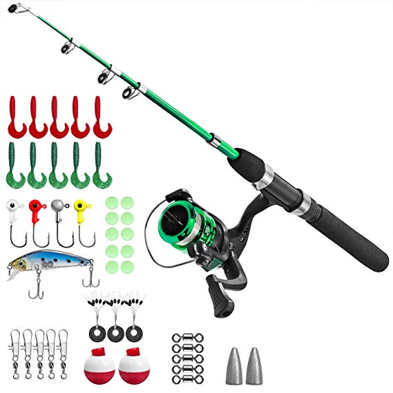 Kids Fishing Pole,Light and Portable Telescopic Fishing Rod and Reel Combos for Youth Fishing by PLUSINNO