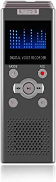 RDshop Digital Voice Recorder, MP3 Player, 8GB USB Sound Audio Recorder, Voice Activated Recorder with Microphone and Rechargeable Battery, Suitable for Meeting, Lecture, Interview-Greyblack