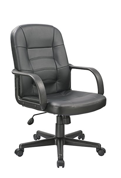 Office Factor Black Bonded Leather Executive Managers Conference Room Office Chair Black Swivel Lumbar Support Very Comfortable