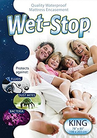 Wet-Stop Mattress Encasement: Bed Bug Proof, Dust Mite Proof, Bacteria and Waterproof Zippered (King)