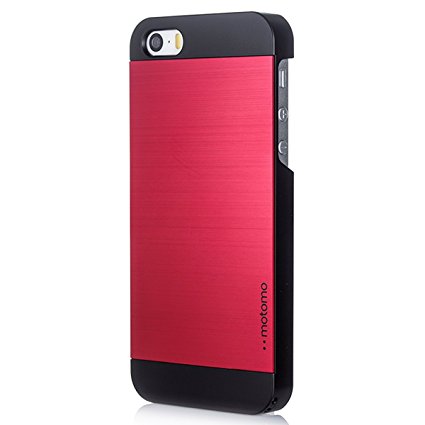 iPhone 5C Case, MOTOMO [Red] iPhone 5C Case Aluminum [Brushed Aluminum] Metal Cover Protective Case - Verizon, AT&T, Sprint, T-Mobile, International, and Unlocked - Case for iPhone 5C - Retail Packaging - Wine Red/Black (115CPCIMAC-RD)