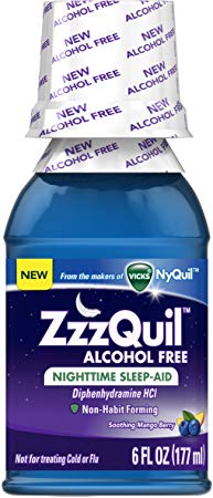 ZzzQuil Nighttime Sleep Aid, Alcohol Free Soothing Mango Berry Liquid, 6 Fl Oz