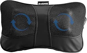 Brookstone Shiatsu Neck and Lumbar Massager, Deep Kneading Massage Pillow with Heat - Neck, Shoulder, Leg, Lumbar Portable Massager, Electric Massage Pillow for Home Office Car