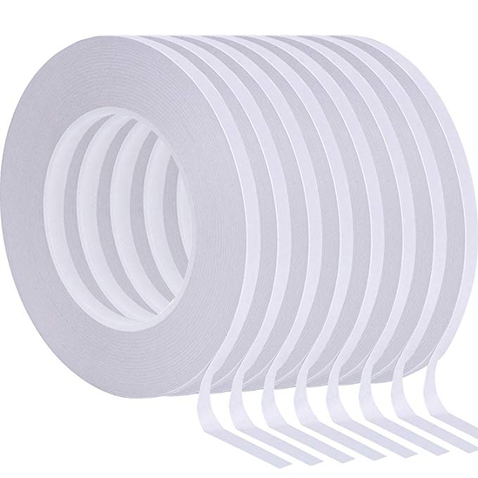 Chuangdi 8 Rolls Double-Sided Tape Adhesive Sticky Tapes for Scrapbooking, Photos, Invitation Cards, Paper, DIY Crafts and Office School Stationery Supplies, Each Roll 25 Yards Long, 1/4 inch Wide