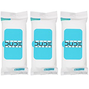 Quick DUDE Shower Body Wipes, 8ct Per Pack, Unscented, Naturally Soothing Aloe and Hypoallergenic Cleansing Cloths (3 Packs)