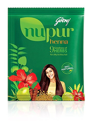 Nupur Natural Henna with Goodness of 9 Herbs for Silky & Shiny Hair 3 Pack (3 x 130 g)
