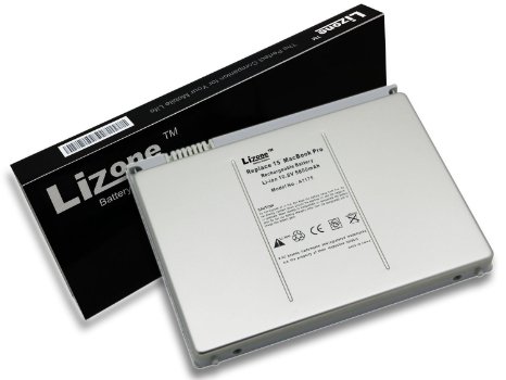 Lizone® High Performance Laptop Battery for Apple MacBook Pro 15 inch A1175 A1211 A1226 A1260 A1150 2006 2007 2008 Version Laptop battery, Aluminum Body as Original (Not Plastic) -18 Months Warranty/Super Capacity Li-Polymer 5800mAh (62.5Wh)