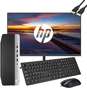 HP ProDesk 600 G3 SFF Desktop Computer with 21.5"" FHD Monitor, Intel Quad Core i5-6500, 16GB DDR4 RAM, 256GB SSD, Type-C, DisplayPort, Keyboard & Mouse, WiFi, BT, Windows 10 Pro (Renewed), Black