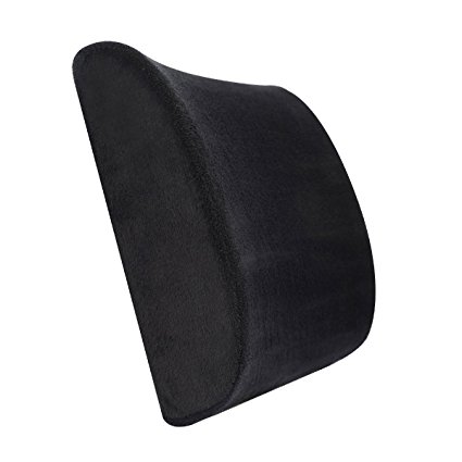 Hippih Lumbar Cushion, Lower Back Support Pillow With Alignment Strap for Office Chairs Recliners and Cars - Therapeutic Grade Memory Foam, Black