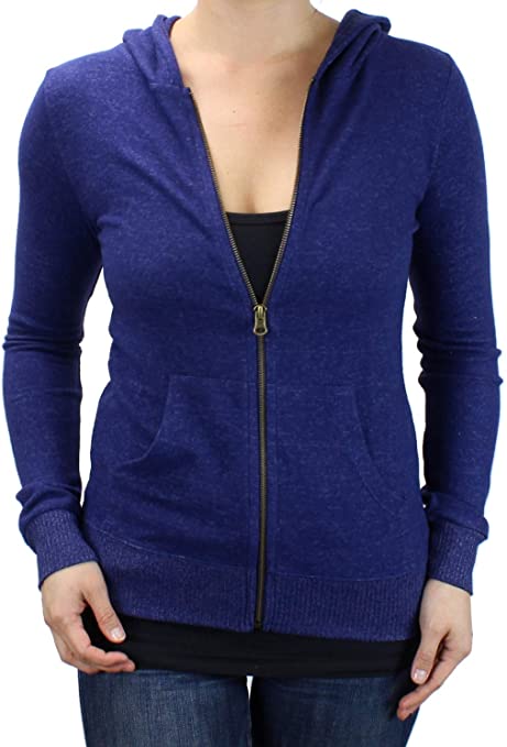 Ms Lovely Women's Ultra Soft Zip-Up Hooded Sweatshirt - Cute Comfy Fitted Lounge Hoodie