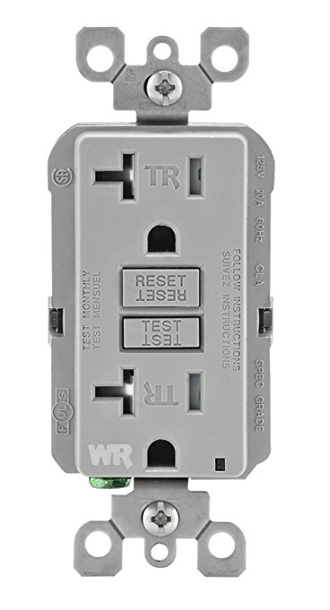 Leviton GFWT2-GY Self-Test SmartlockPro Slim GFCI Weather-Resistant and Tamper-Resistant Receptacle with LED Indicator, 20 Amp, Grey