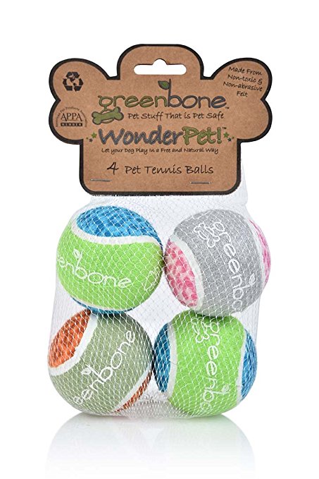 Greenbone Wonderpet! Tennis Ball Toys, 2.5-Inch, 4-Pack