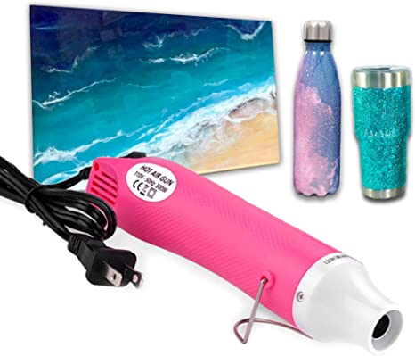 Bubble Removing Tool for Epoxy Resin and Acrylic Art, DIY Glitter Tumblers, Specially-Designed Heat Gun for Making Acrylic Resin Travel Mugs Tumblers to Remove Air Bubbles (Pink)