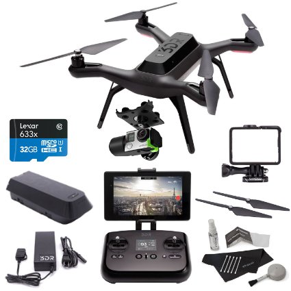 3DR Solo Drone Quadcopter  3D Robotics GB11A 3DR Solo Gimbal  PP11A 3DR Solo Propeller Set  Lexar High-Performance microSDHC 633x 32GB UHS-IU1  Polaroid 5 Piece Camera Cleaning Kit Bundle Kit