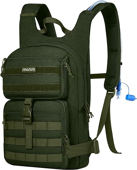 MOSISO Tactical Hydration Pack Backpack, Lightweight Military Daypack Water Backpack Rucksack Bag with 3L Water Bladder