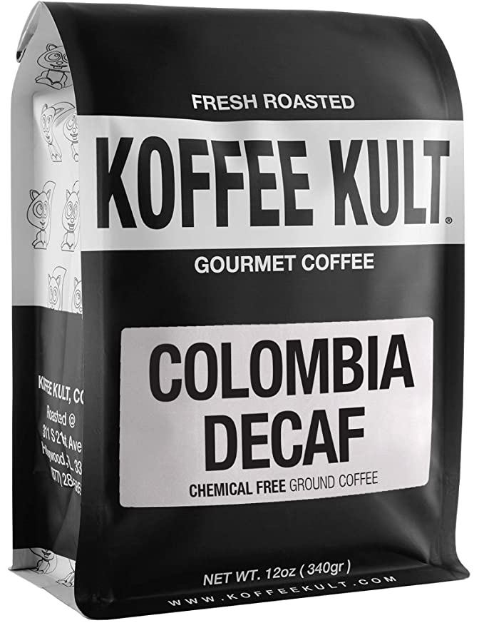 Koffee Kult - Colombian Decaf Coffee Chemical Free Swiss Water Process SWP (Ground, 12oz)