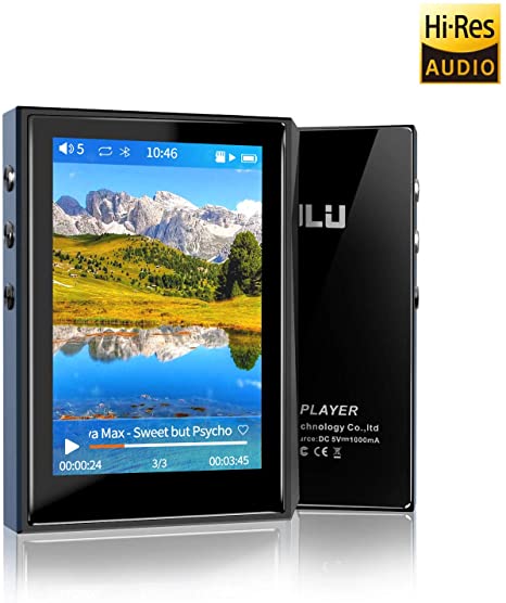 iRULU F22 HiFi Lossless 2.8'' Full Touch Screen Mp3 Player with Bluetooth: 16GB DSD High Resolution Digital Audio Music Player, Support Expand to 128GB