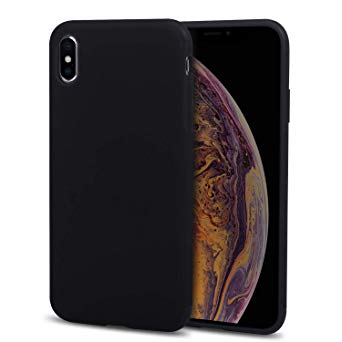 Mthinkor Compatible with iPhone Xs Max Case Liquid Silicone Leather Case (Black)