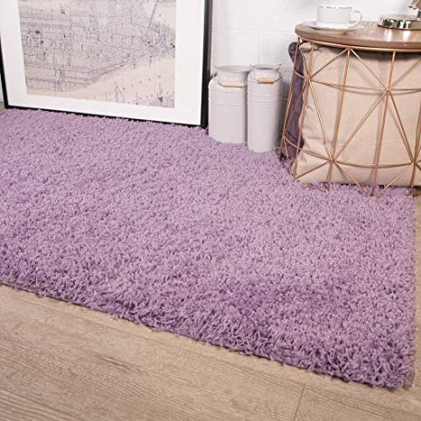 The Rug House Thick Modern Small Medium Soft Anti Shed Luxury Vibrant Shaggy Rugs - 12 Colours & 5 (Violet Purple 60x110cm)