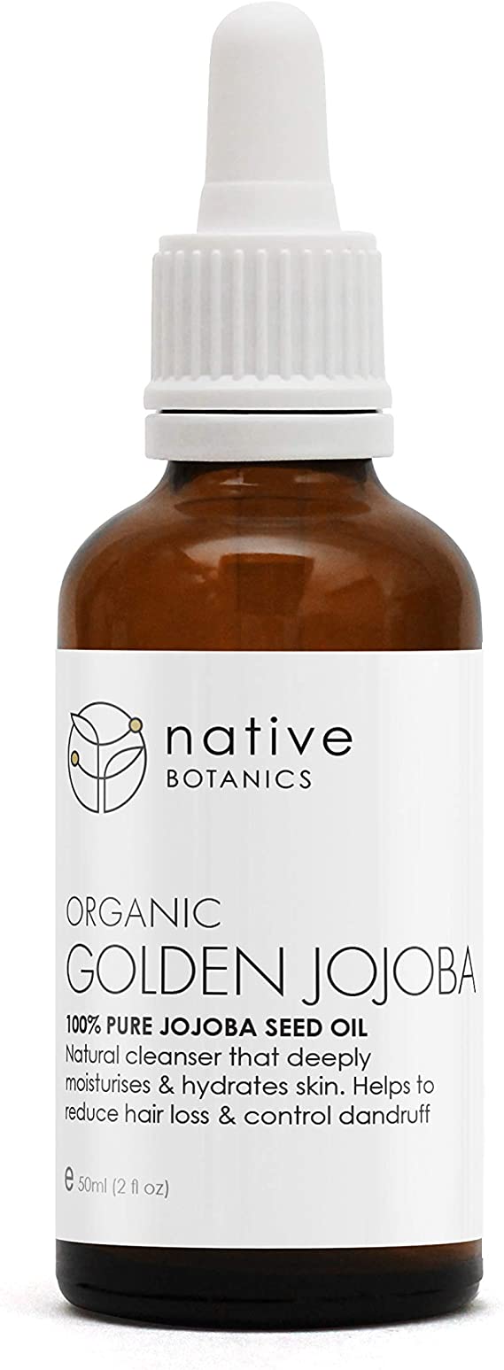 Native Botanics Organic Golden Jojoba Oil - 100% Pure, Natural, Unrefined & Cold Pressed - For Skin, Hair & Nails