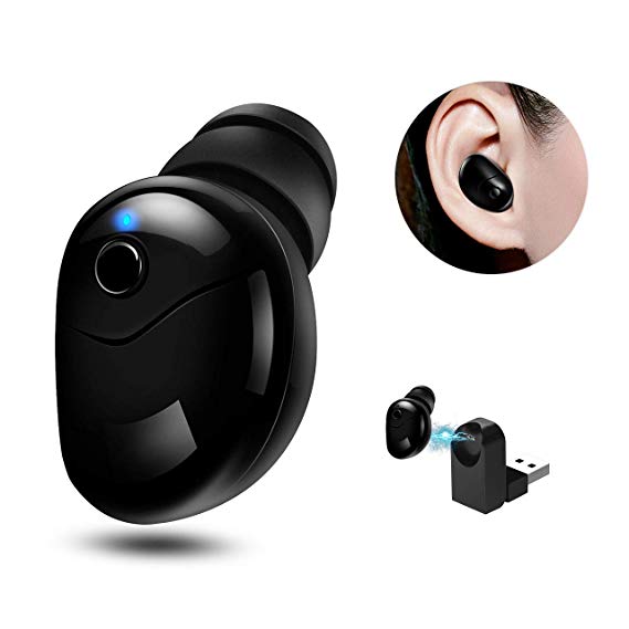 GUOER Bluetooth Earbuds, Mini Wireless Invisible Car Bluetooth Earpiece with Mic Hands-Free Calling Compatible with Smart Phones and Bluetooth-Enabled Devices (Blcak, 1 Piece)