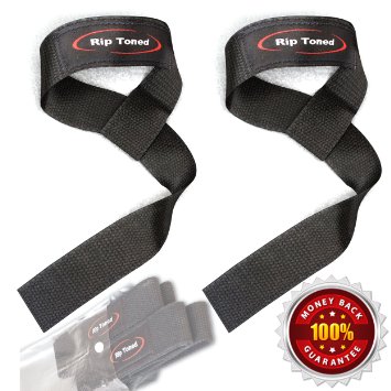 Lifting Straps By Rip Toned *On Sale* Bonus Ebook - Lifetime Warranty - Pair of Cotton Padded Weightlifting Wrist Straps for Men or Women
