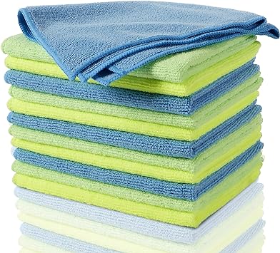 Zwipes 735 Microfiber Towel Cleaning Cloths, 12 Pack, Blue and Green
