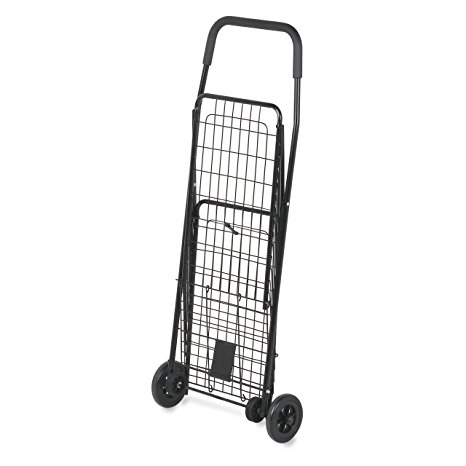 Honey-Can-Do CRT-01511 Medium Folding Shopping Cart Rolling 4-Wheel Utility Wagon, Black