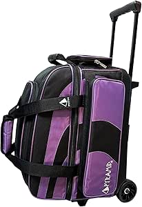 Pyramid Deluxe Double Roller 2 Ball Bowling Bag with Large Separate Shoe Compartment (Up To 2 Pairs Of Shoes) and Accessory Pockets, Sturdy Square Handle - Extends to 40" - Pro Options Available