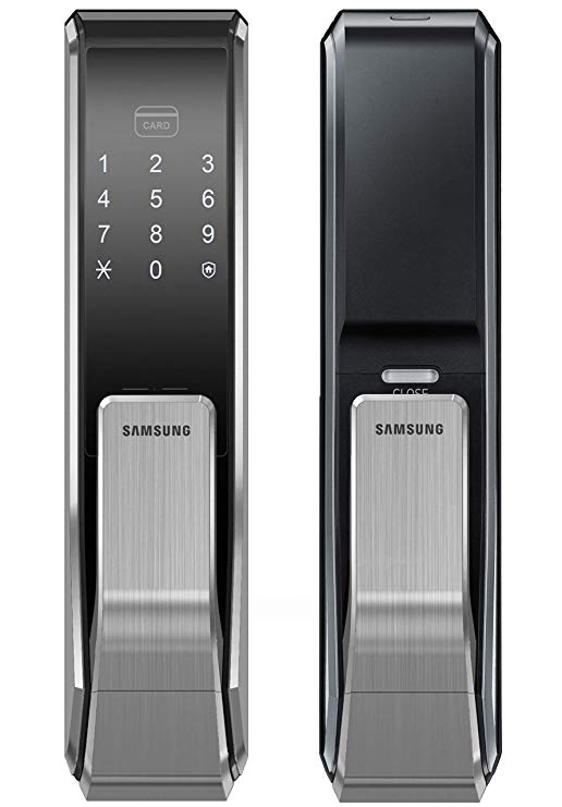 Samsung SHS-P717-LBK Push Pull Touchscreen Digital Door Lock, Code and RFID Entry, Large Mortise (AML-320)