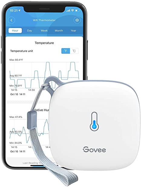 Govee WiFi Thermometer Hygrometer, Smart Humidity Temperature Monitor with App Notification Alert, Remote Monitor for Room Greenhouse Incubator Wine Cellar, 2 Years Free Data Storage Export