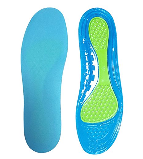 Sports Insoles for Shock Absorption Comfort Massaging Gel Silicon Insole for Running, Hiking