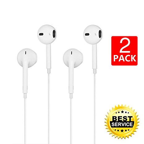 Earbuds,XiQIN Headphones with Microphone New Earphones for apple iPhone 6s 6 Plus 5s 5 4s 4 SE iPad iPod 7 8 IOS S8 S7 S6 Note 1 2 3 Earbuds Earphones 2 pack Headphones Earpods