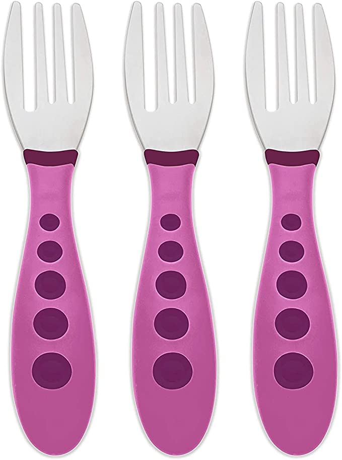 NUK First Essentials Kiddy Cutlery Forks (3 Count (Pack of 1) Purple)