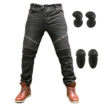 Takueuy Motorcycle Riding Protective Pants Armor Motocross Racing Denim Jeans Upgrade Knee Hip Protective Pads