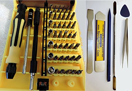 51 Piece SpudgerToolCOM Ultimate Tool Set: 42 Bit Screwdriver Kit w/ Ultra Thin Pry Tool, Tweezers, Spudgers & More, DIY Repairs Apple, Macintosh, Samsung Galaxy, iPhone and any Small Electronics