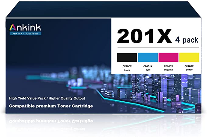 Ankink Compatible Toner Cartridge Replacement for HP 201X 201A CF400X CF401X CF402X CF403X CF400A for MFP M277dw M252dw M277n M277c6 M252n M277 (Black, Cyan, Magenta, Yellow)