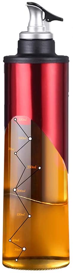 BEKVÄMT 22oz Olive Oil Dispenser Bottle, Stainless Steel Visual Protecting 650ml Drip-Free Vinegar and Soy Sauce Bottle for Kitchen Cooking (650ML Red)