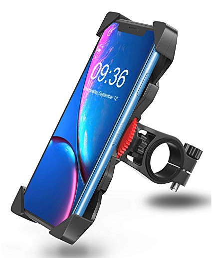 Bovon Bike Phone Mount, Universal Adjustable Bicycle Motorcycle Phone Holder Cradle Clamp for iPhone X/XR/XS MAX/8/7/6 Plus, Samsung Galaxy S10/S10e/S9/S8 Plus and Most 3.5"-6.5" Smart Phones