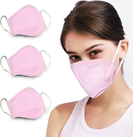 DDY 3 Pack Unisex Mouth Mask Adjustable Anti Dust Face Mouth Mask (Pink)
