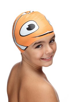Fun Design Kids Silicone Swim Cap Animal Shaped for Boys and Girls Aged 3-12