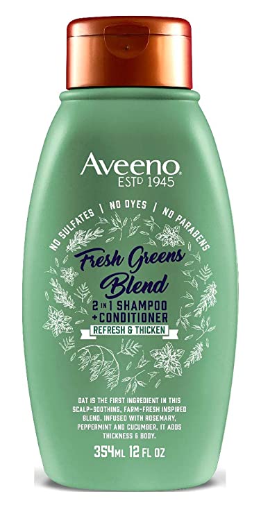 Aveeno Shampoo   Conditioner Fresh Greens Blend 2-In-1 12 Ounce (354ml) (2 Pack)